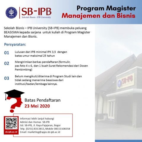 Beasiswa Magister Manajemen Dan Bisnis - School Of Business Ipb University