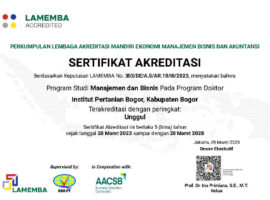 303 Sertifikat Peringkat Akreditasi Doktor Manajemen dan Bisnis Institut Pertanian Bogor
