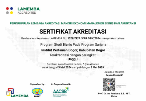 1208 Sertifikat Akreditasi Institut Pertanian Bogor Sarjana Bisn